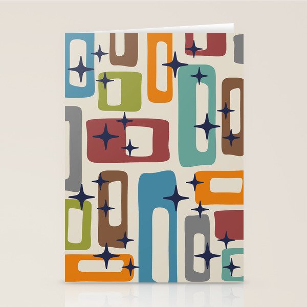 Retro Mid Century Modern Abstract Pattern 224 Atomic Googie Stationery Card Gallery Image 1