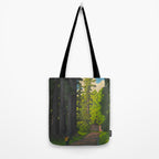 Vintage Japanese Woodblock Print Kawase Hasui Mystical Japanese forest Tall Green Trees Tote Bag Gallery Image 2