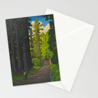 Vintage Japanese Woodblock Print Kawase Hasui Mystical Japanese forest Tall Green Trees Stationery Card Gallery Image 2