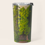 Vintage Japanese Woodblock Print Kawase Hasui Mystical Japanese forest Tall Green Trees Travel Mug Gallery Image 2
