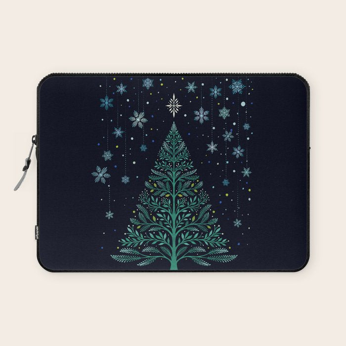 Christmas Night Tree-Snowy Laptop Sleeve Gallery Image 1