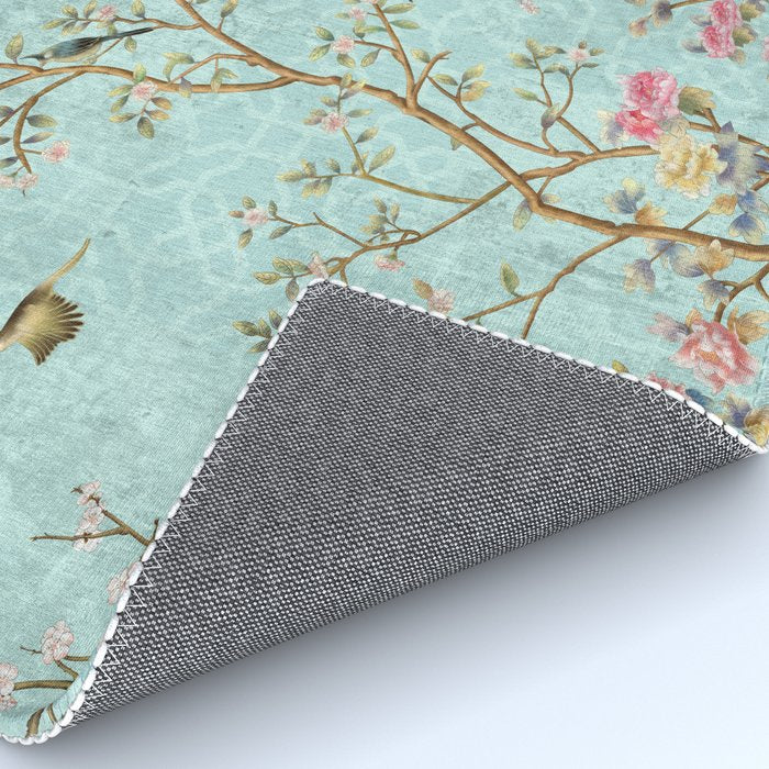 Romantic Chinoiserie Aqua Zen Garden Rug Gallery Image 4