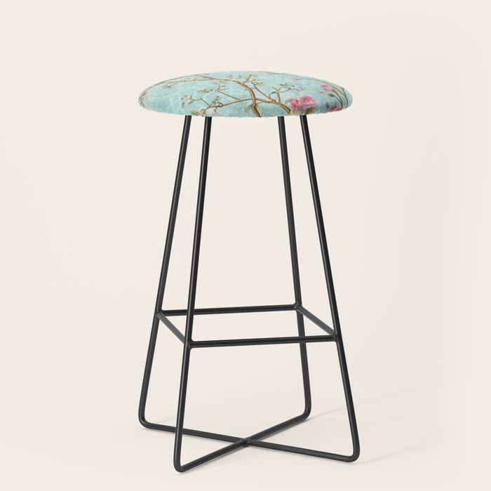 Romantic Chinoiserie Aqua Zen Garden Stool Gallery Image 1