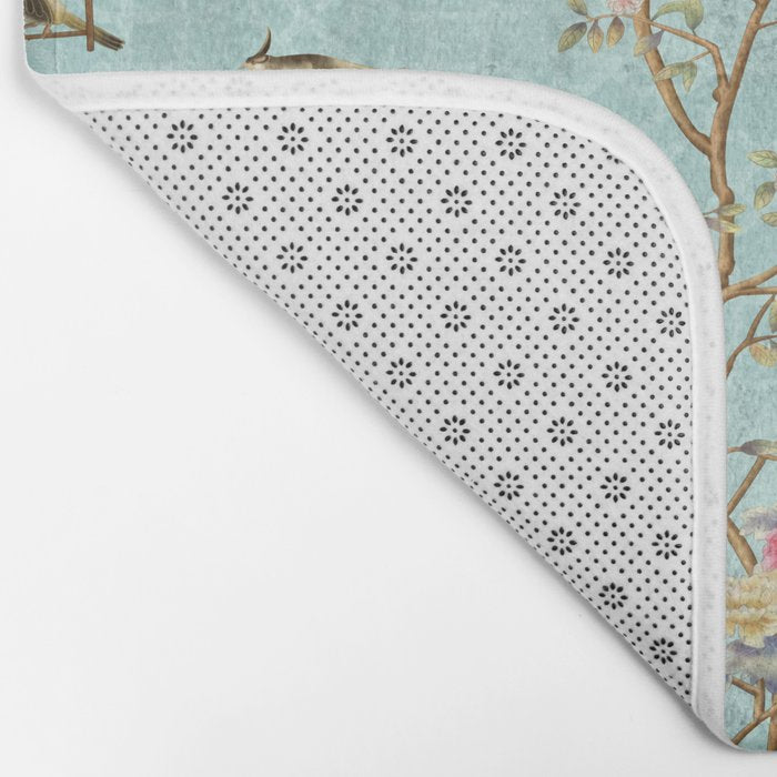 Romantic Chinoiserie Aqua Zen Garden Bath Mat Gallery Image 2