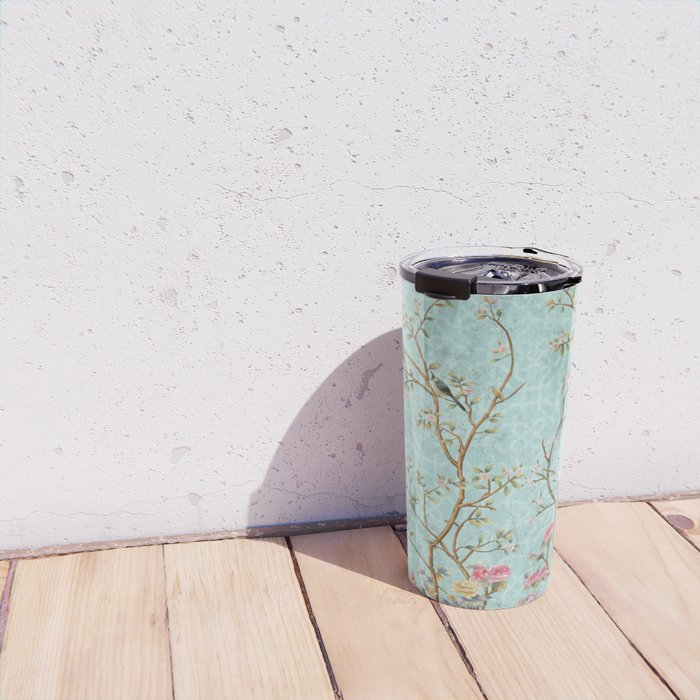 Romantic Chinoiserie Aqua Zen Garden Travel Mug Gallery Image 4