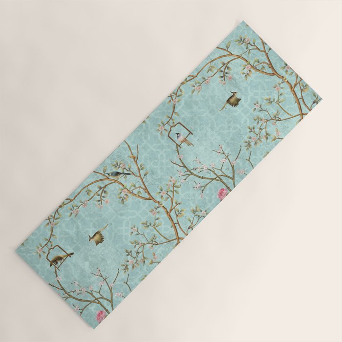Romantic Chinoiserie Aqua Zen Garden Yoga Mat Gallery Image 1
