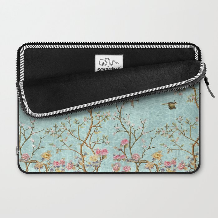 Romantic Chinoiserie Aqua Zen Garden Laptop Sleeve Gallery Image 2