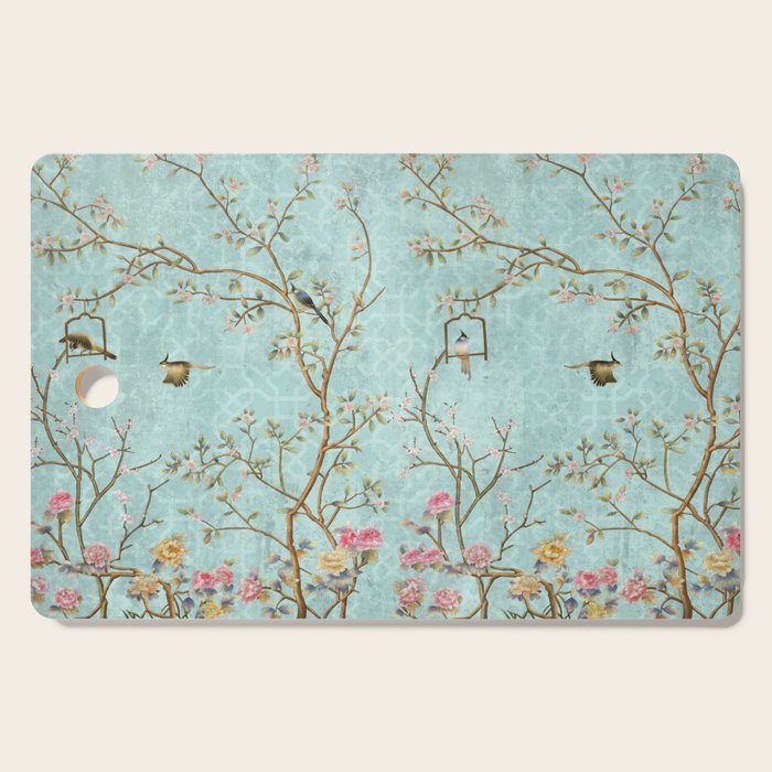 Romantic Chinoiserie Aqua Zen Garden Cutting Board Gallery Image 1