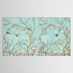 Romantic Chinoiserie Aqua Zen Garden Tablecloth Gallery Image 2