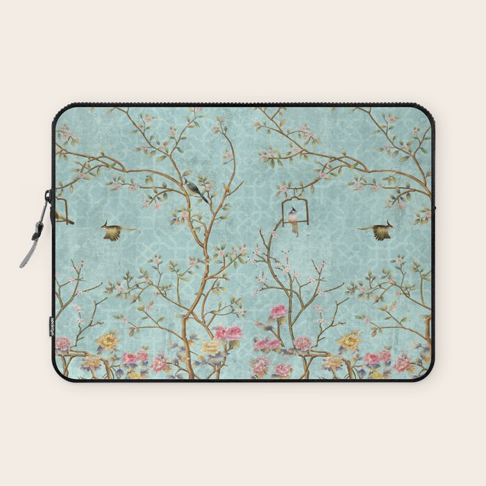 Romantic Chinoiserie Aqua Zen Garden Laptop Sleeve Gallery Image 1