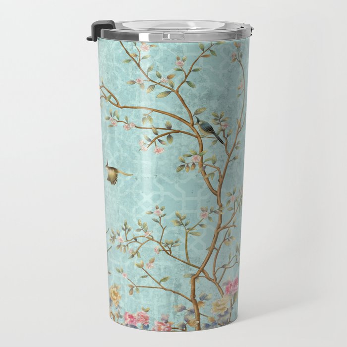 Romantic Chinoiserie Aqua Zen Garden Travel Mug Gallery Image 3