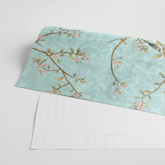 Romantic Chinoiserie Aqua Zen Garden Wrapping Paper Gallery Image 2