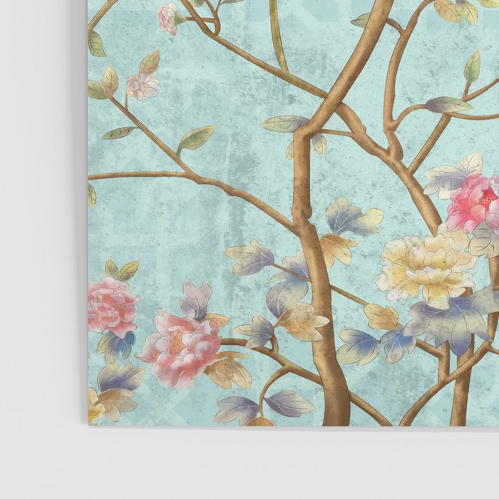 Romantic Chinoiserie Aqua Zen Garden Poster Gallery Image 3