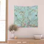 Romantic Chinoiserie Aqua Zen Garden Wall Tapestry Gallery Image 2