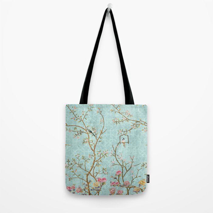Romantic Chinoiserie Aqua Zen Garden Tote Bag Gallery Image 2