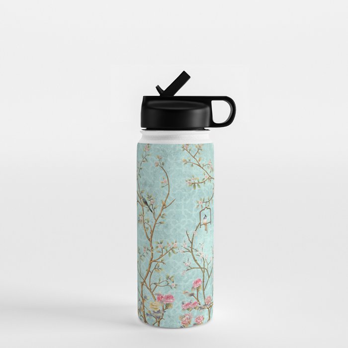 Romantic Chinoiserie Aqua Zen Garden Water Bottle Gallery Image 1