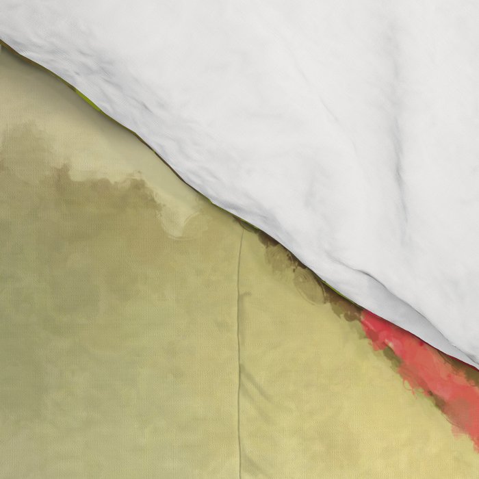 Deep Within - Flowers in the Mist -  Ukiyo Nature Landscape  in Red, Green, Yellow & Orange Comforter Gallery Image 4