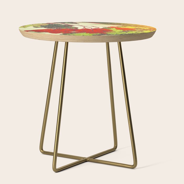 Deep Within - Flowers in the Mist -  Ukiyo Nature Landscape  in Red, Green, Yellow & Orange Side Table Gallery Image 1
