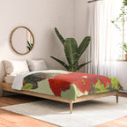 Deep Within - Flowers in the Mist -  Ukiyo Nature Landscape  in Red, Green, Yellow & Orange Comforter Gallery Image 2