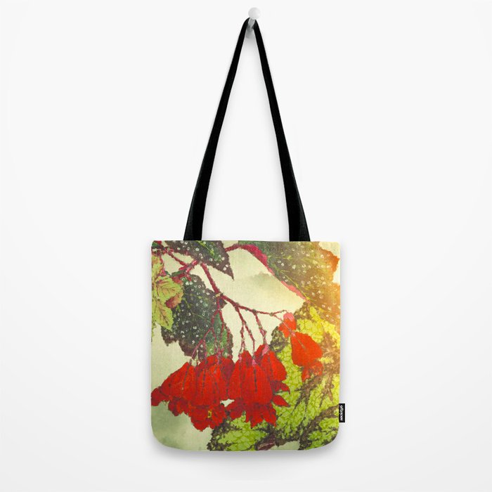 Deep Within - Flowers in the Mist -  Ukiyo Nature Landscape  in Red, Green, Yellow & Orange Tote Bag Gallery Image 2