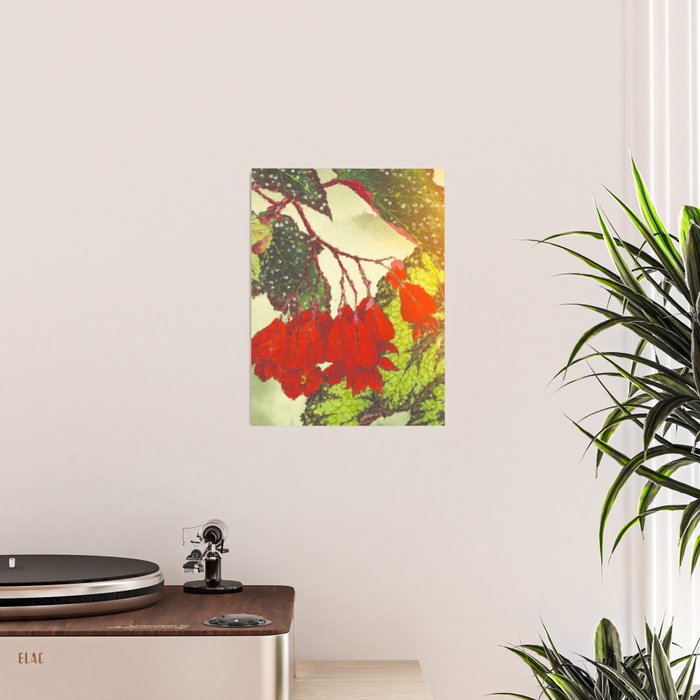 Deep Within - Flowers in the Mist -  Ukiyo Nature Landscape  in Red, Green, Yellow & Orange Poster Gallery Image 2