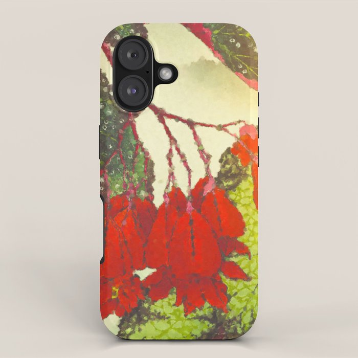 Deep Within - Flowers in the Mist -  Ukiyo Nature Landscape  in Red, Green, Yellow & Orange iPhone Case Gallery Image 1