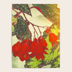 Deep Within - Flowers in the Mist -  Ukiyo Nature Landscape  in Red, Green, Yellow & Orange Poster Gallery Image 4
