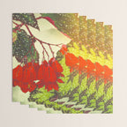 Deep Within - Flowers in the Mist -  Ukiyo Nature Landscape  in Red, Green, Yellow & Orange Wrapping Paper Gallery Image 3