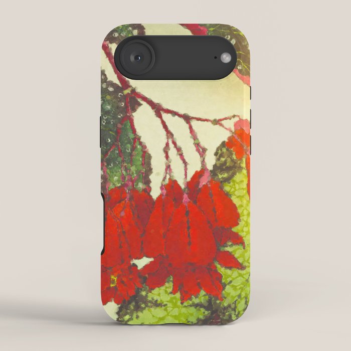 Deep Within - Flowers in the Mist -  Ukiyo Nature Landscape  in Red, Green, Yellow & Orange iPhone Case Gallery Image 2