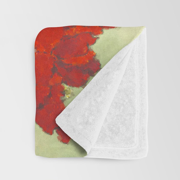 Deep Within - Flowers in the Mist -  Ukiyo Nature Landscape  in Red, Green, Yellow & Orange Throw Blanket Gallery Image 3