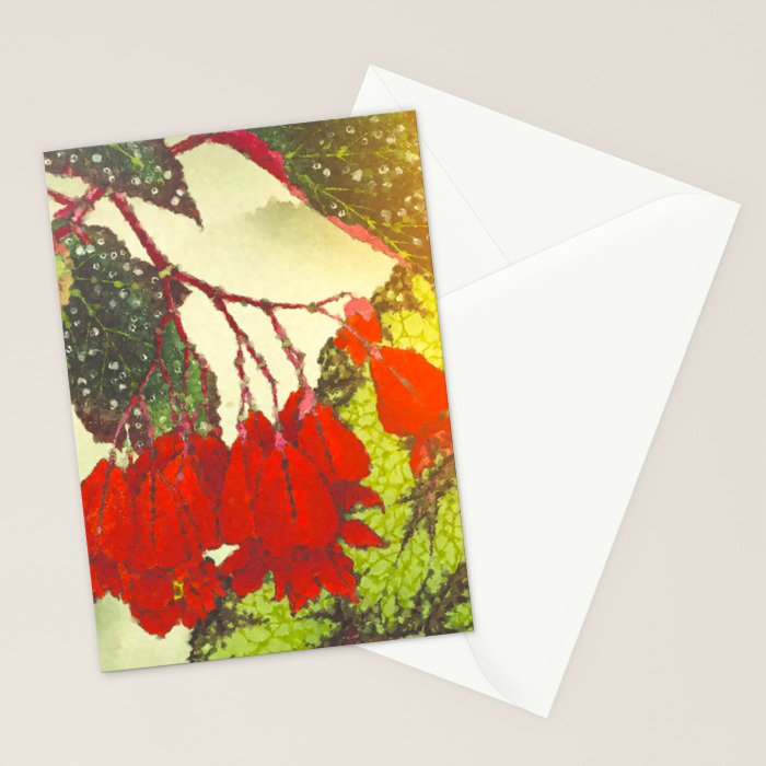 Deep Within - Flowers in the Mist -  Ukiyo Nature Landscape  in Red, Green, Yellow & Orange Stationery Card Gallery Image 2