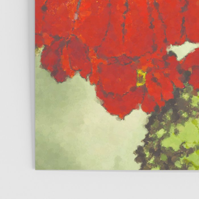 Deep Within - Flowers in the Mist -  Ukiyo Nature Landscape  in Red, Green, Yellow & Orange Poster Gallery Image 3
