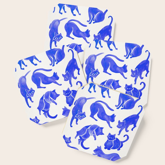 Cat Positions - Blue Palette Coaster Gallery Image 1