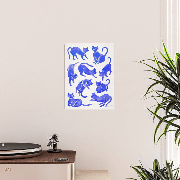 Cat Positions - Blue Palette Poster Gallery Image 2
