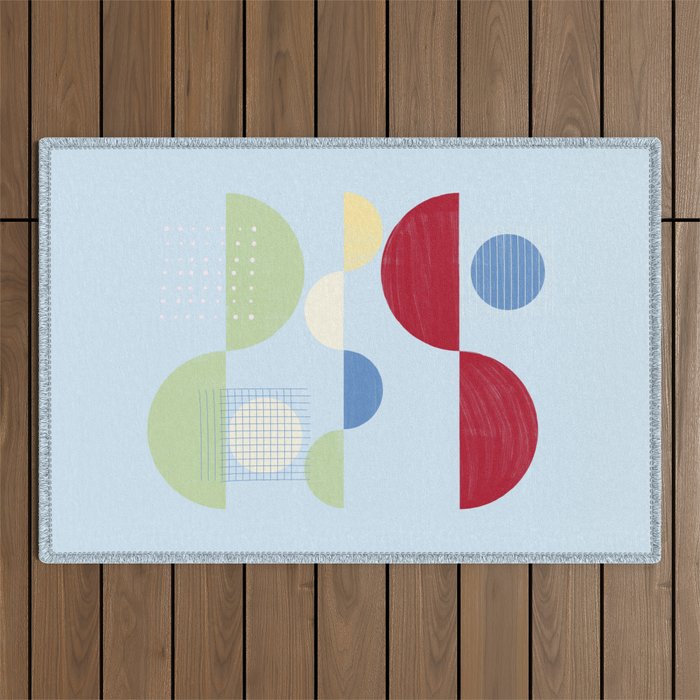 Abstract Geometric Half-Circles with Hand-Drawn Details Outdoor Rug Gallery Image 1
