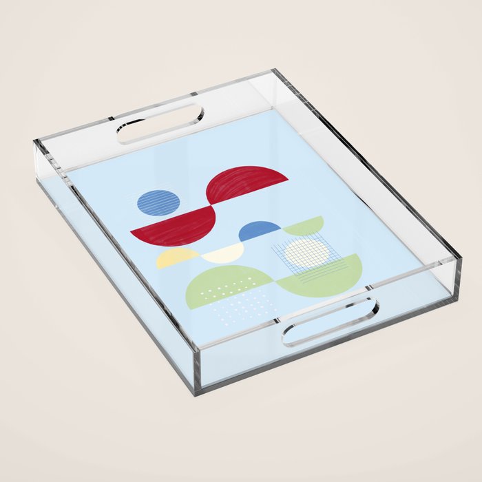 Abstract Geometric Half-Circles with Hand-Drawn Details Acrylic Tray Gallery Image 1