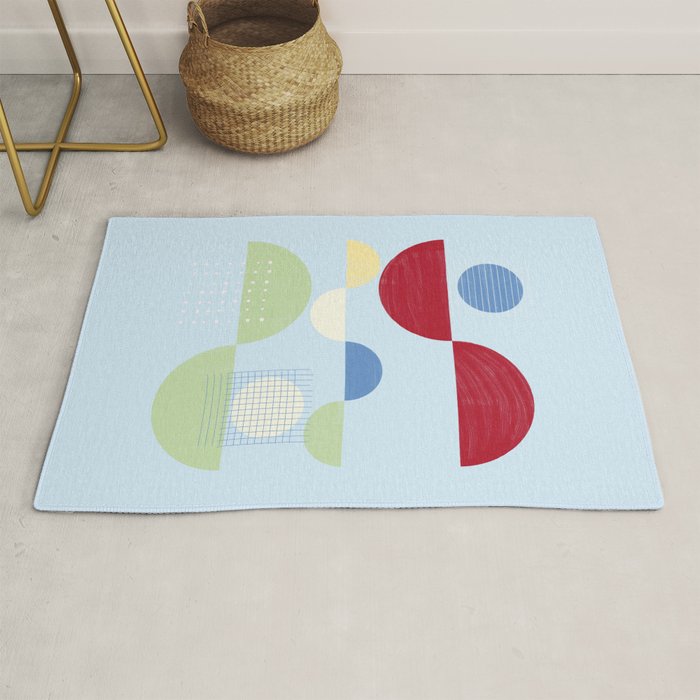 Abstract Geometric Half-Circles with Hand-Drawn Details Rug Gallery Image 1