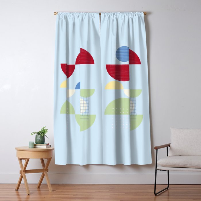 Abstract Geometric Half-Circles with Hand-Drawn Details Window Curtain Gallery Image 5