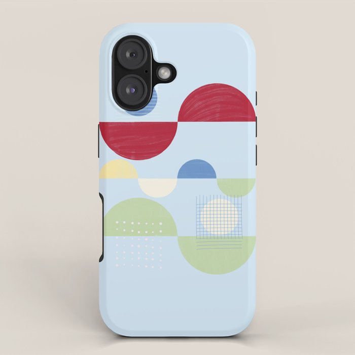Abstract Geometric Half-Circles with Hand-Drawn Details iPhone Case Gallery Image 1
