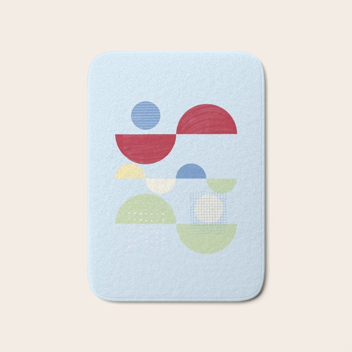 Abstract Geometric Half-Circles with Hand-Drawn Details Bath Mat Gallery Image 1
