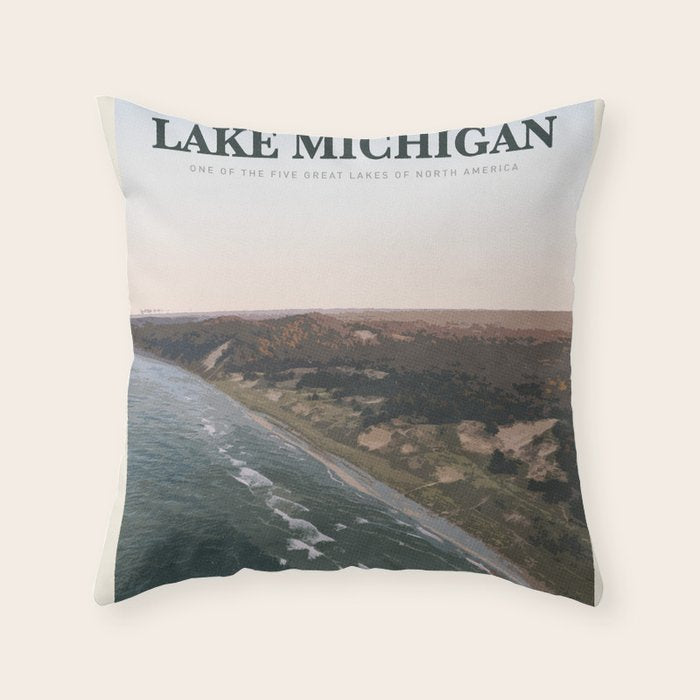 Visit Lake Michigan Throw Pillow Gallery Image 1