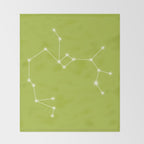 Sagittarius Zodiac Star Constellation Line Art Chartreuse Green Throw Blanket Gallery Image 2