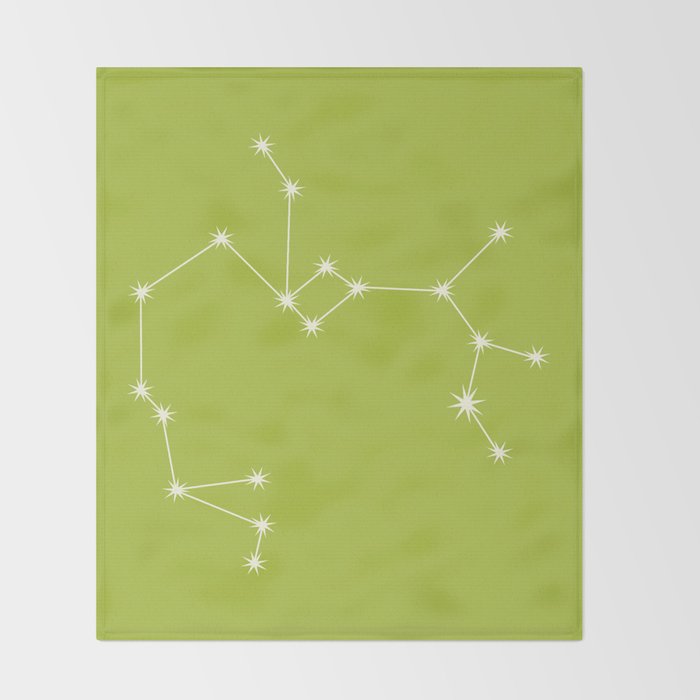 Sagittarius Zodiac Star Constellation Line Art Chartreuse Green Throw Blanket Gallery Image 2