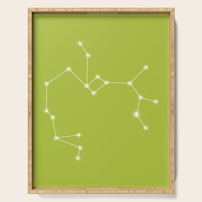 Sagittarius Zodiac Star Constellation Line Art Chartreuse Green Serving Tray Gallery Image 1
