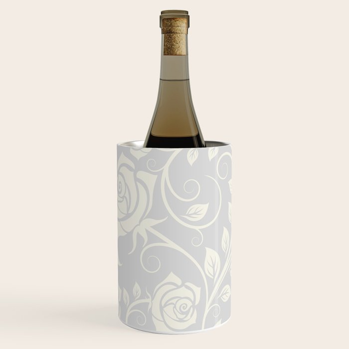 Antique White Roses Silhouette on Silver Grey Wine Chiller Gallery Image 1