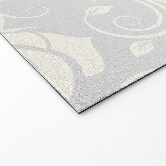 Antique White Roses Silhouette on Silver Grey Welcome Mat Gallery Image 2