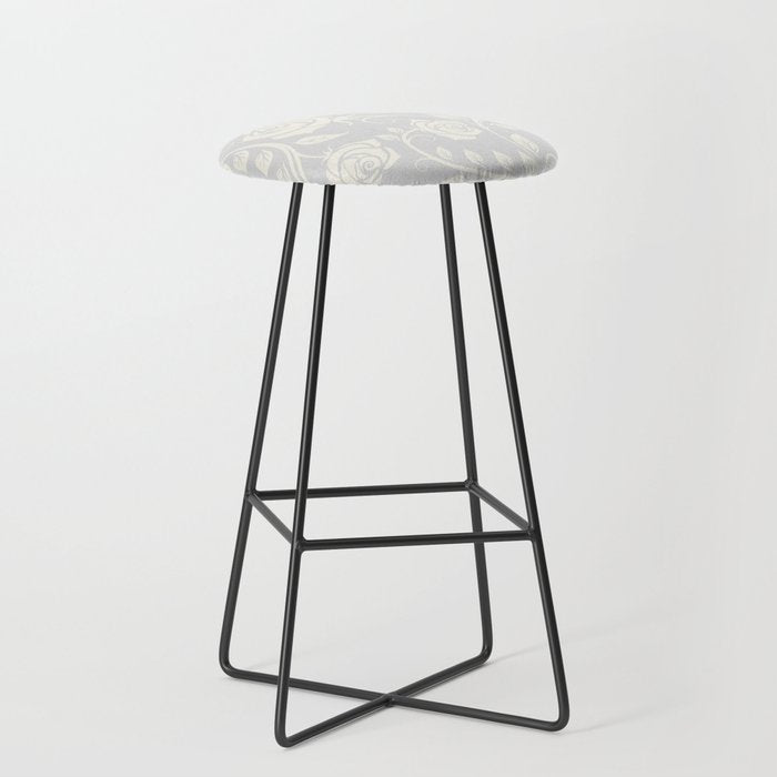 Antique White Roses Silhouette on Silver Grey Stool Gallery Image 1