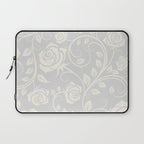 Antique White Roses Silhouette on Silver Grey Laptop Sleeve Gallery Image 1
