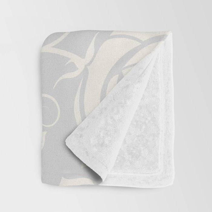 Antique White Roses Silhouette on Silver Grey Throw Blanket Gallery Image 3
