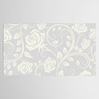 Antique White Roses Silhouette on Silver Grey Tablecloth Gallery Image 2